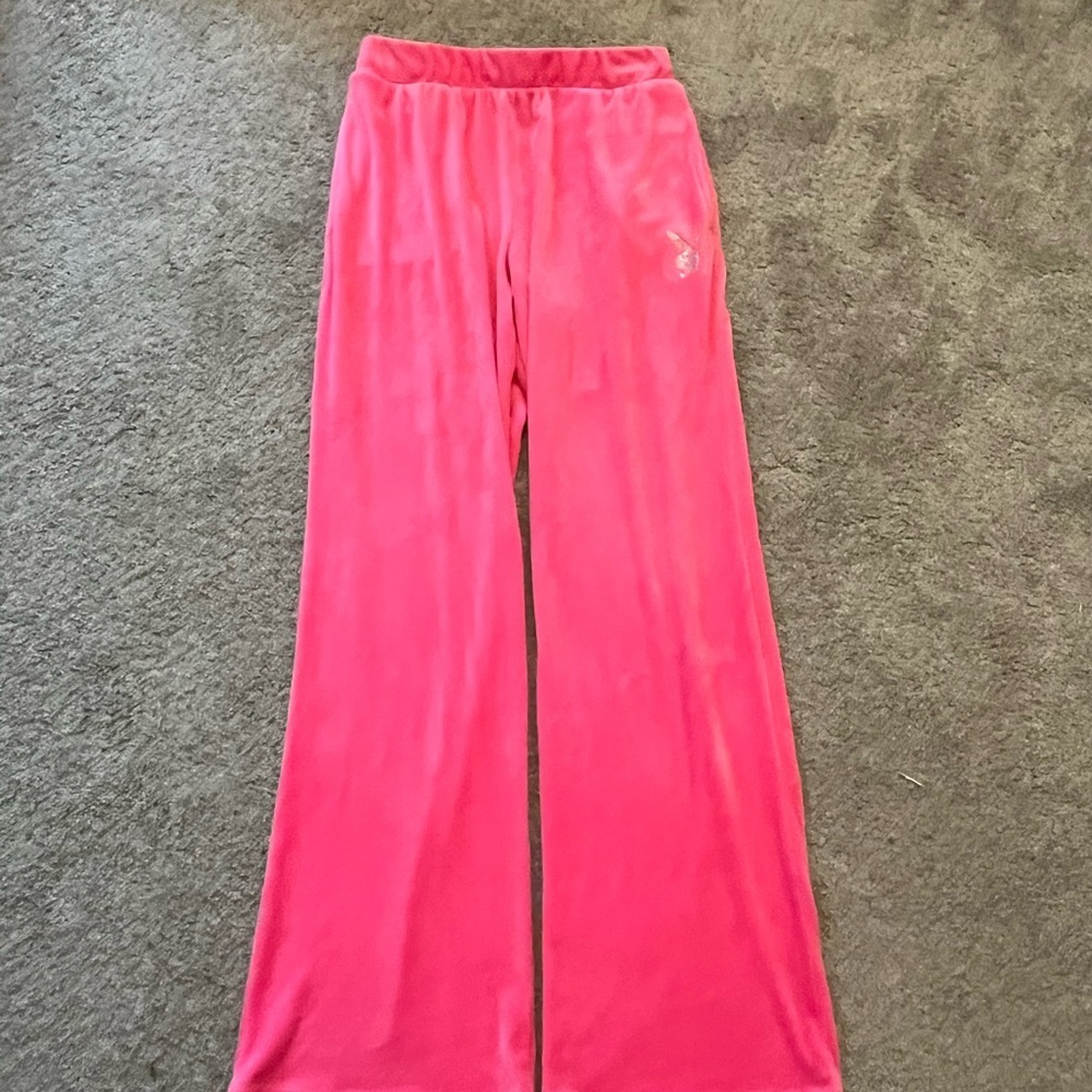 PLAYBOY Hot Pink Wide-Leg Lounge Pants | Y2K | Size XL - Picture 3 of 14